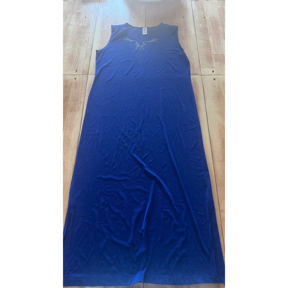 C.O.C. USA Royal Blue Rhinestone Maxi Dress and Jacket Set XL‎